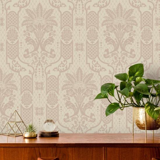 Columnar Bloom Blush Linen Wallpaper
