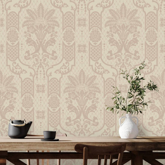 Columnar Bloom Blush Linen Wallpaper