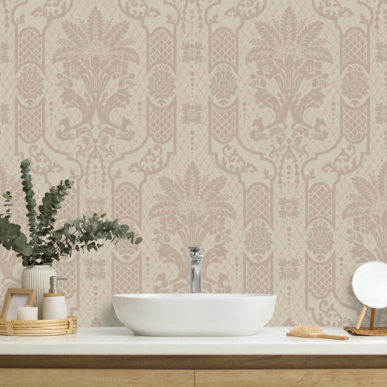 Columnar Bloom Blush Linen Wallpaper