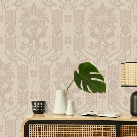 Columnar Bloom Blush Linen Wallpaper