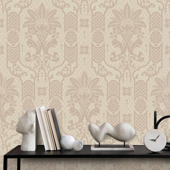 Columnar Bloom Blush Linen Wallpaper
