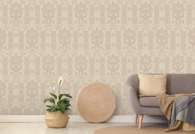 Columnar Bloom Blush Linen Wallpaper