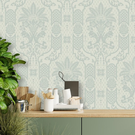 Columnar Bloom Pale Blue Gray Wallpaper