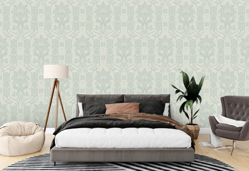 Columnar Bloom Pale Blue Gray Wallpaper