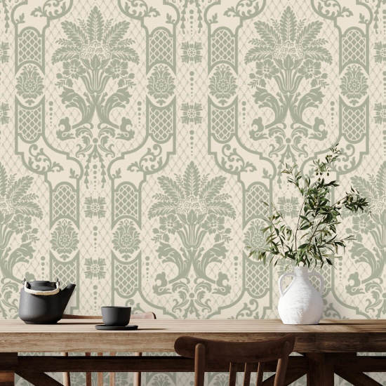 Columnar Bloom Thyme Green Wallpaper