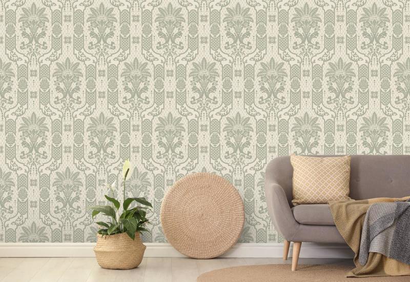 Columnar Bloom Thyme Green Wallpaper
