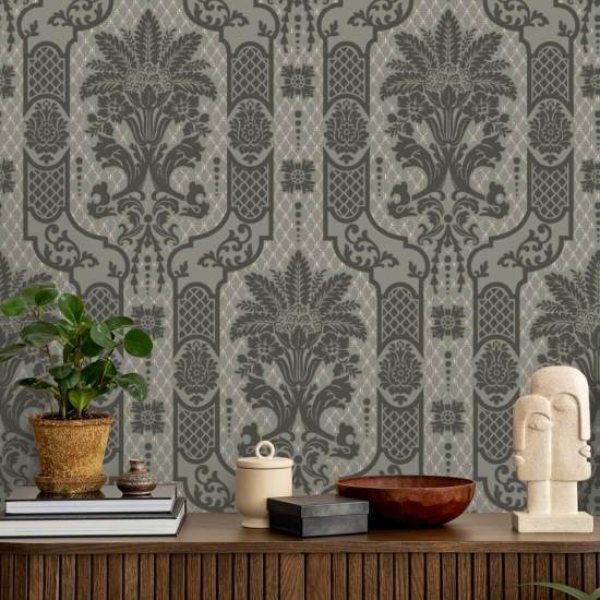 Columnar Bloom Umber Ink Wallpaper