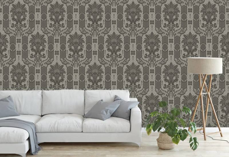 Columnar Bloom Umber Ink Wallpaper