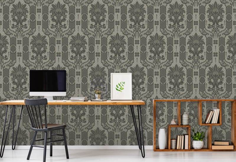 Columnar Bloom Umber Ink Wallpaper