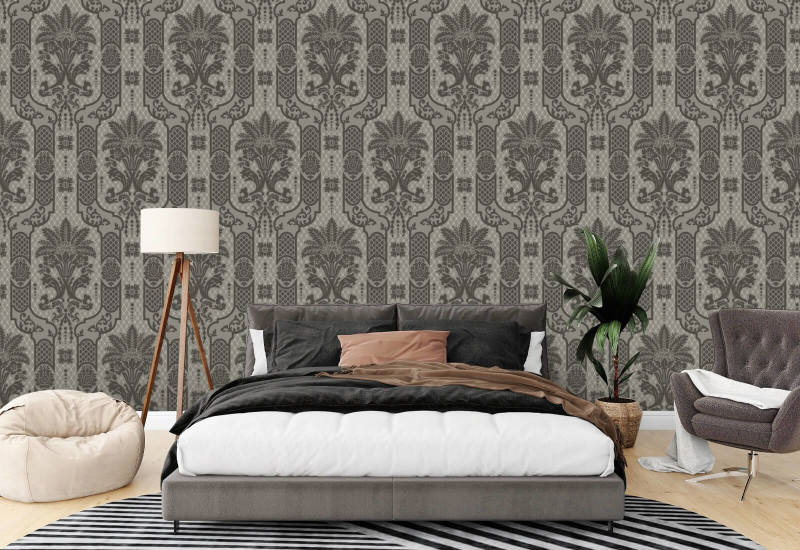 Columnar Bloom Umber Ink Wallpaper
