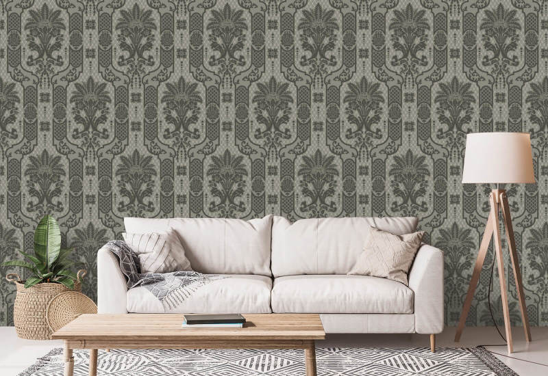 Columnar Bloom Umber Ink Wallpaper