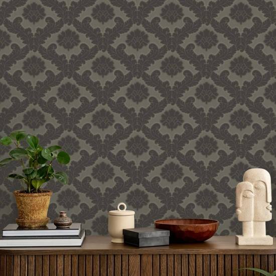Drawing Room Leaf Brownstone Wallpaper