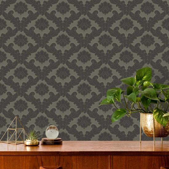 Drawing Room Leaf Brownstone Wallpaper