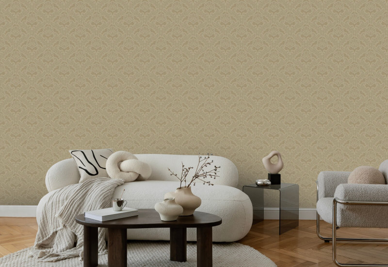 Drawing Room Leaf Champagne Wallpaper