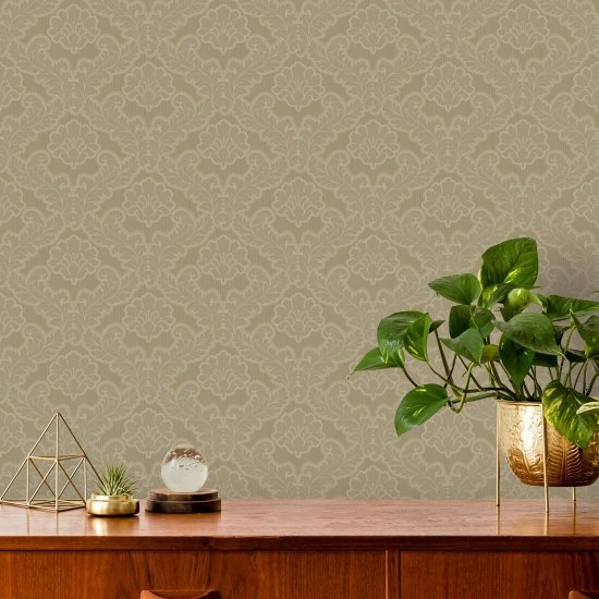 Drawing Room Leaf Champagne Wallpaper