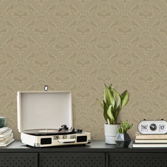 Drawing Room Leaf Champagne Wallpaper