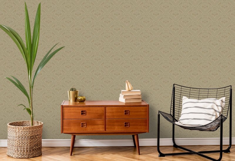 Drawing Room Leaf Champagne Wallpaper