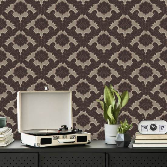 Folha da sala de desenho Papel de parede marrom