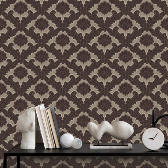 Drawing Room Leaf Maroon Wallpaper
