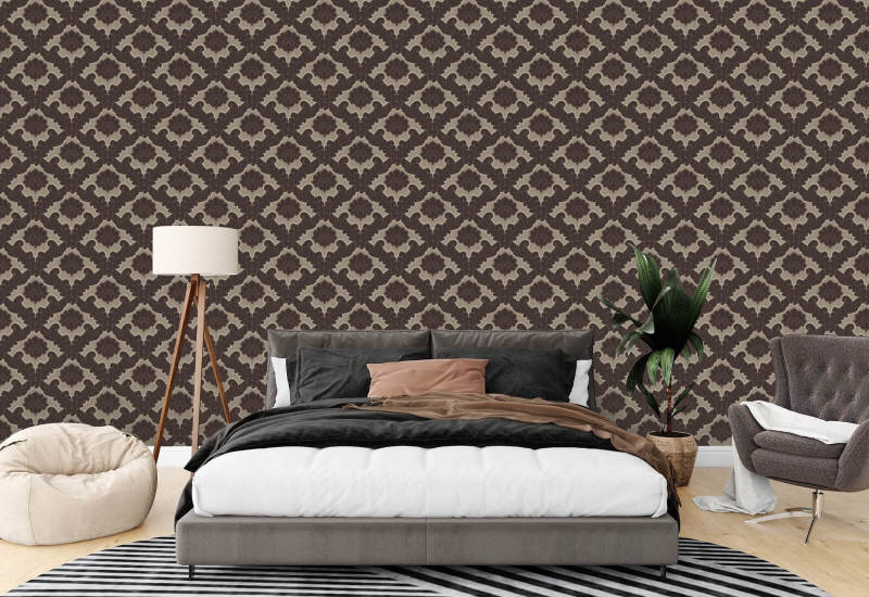 Drawing Room Leaf Maroon Wallpaper