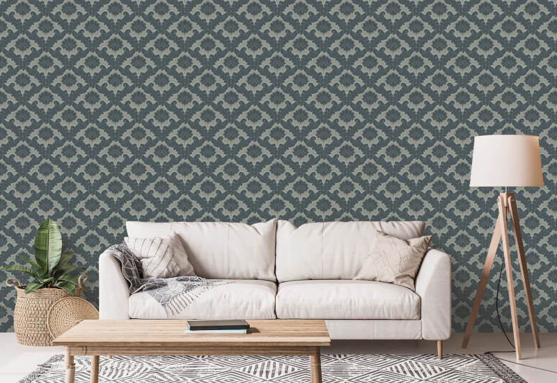Feuille de salon Papier peint Pewter Blue