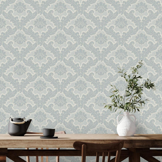 Drawing Room Leaf Platinum Wallpaper