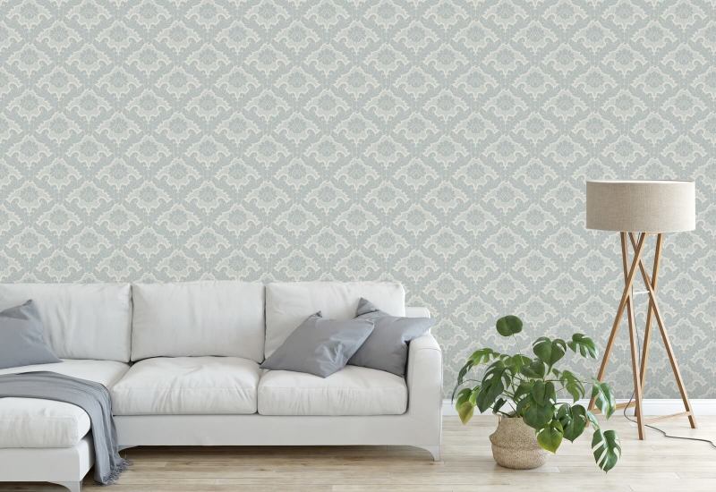 Drawing Room Leaf Platinum Wallpaper