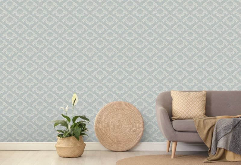 Drawing Room Leaf Platinum Wallpaper