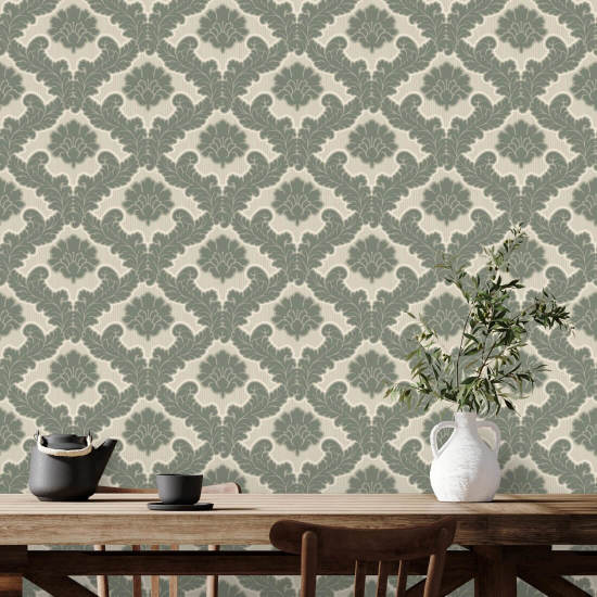 Drawing Room Leaf Sage Green Wallpaper