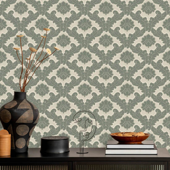 Drawing Room Leaf Sage Green Wallpaper