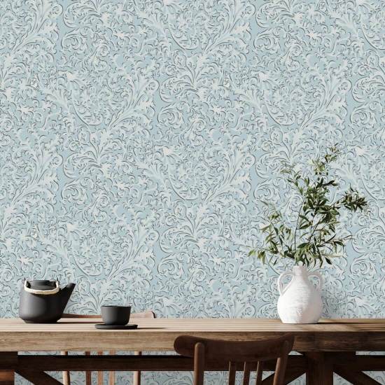 Florentine Vine Daytime Blue Wallpaper