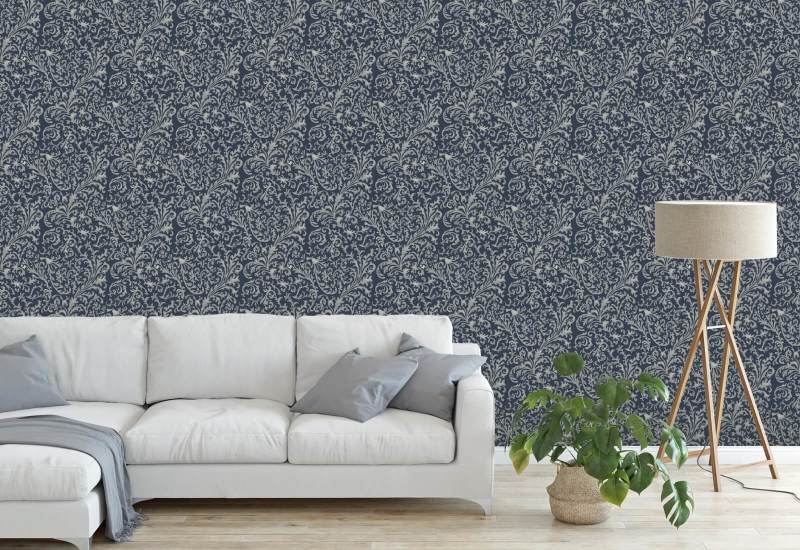 Vigne florentine Papier peint Deep Blue