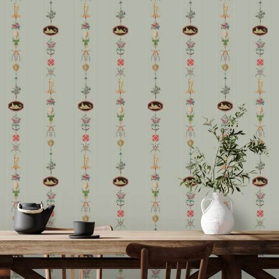 NeoClassical Stripe Antique Glaze Wallpaper