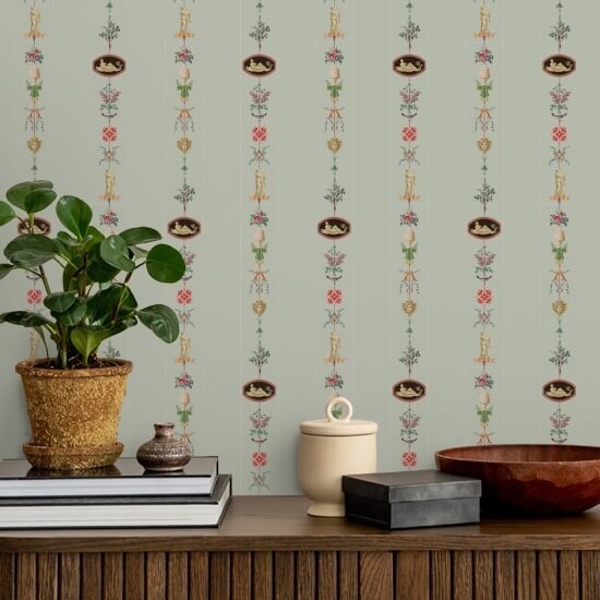 NeoClassical Stripe Antique Glaze Wallpaper