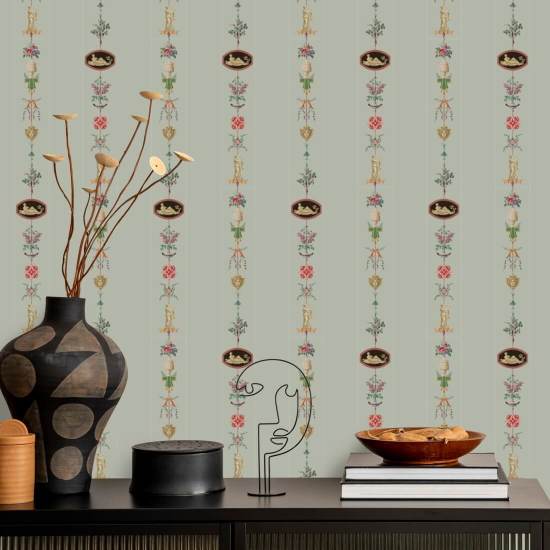 NeoClassical Stripe Antique Glaze Wallpaper