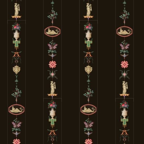 NeoClassical Stripe Black Lacquer Wallpaper