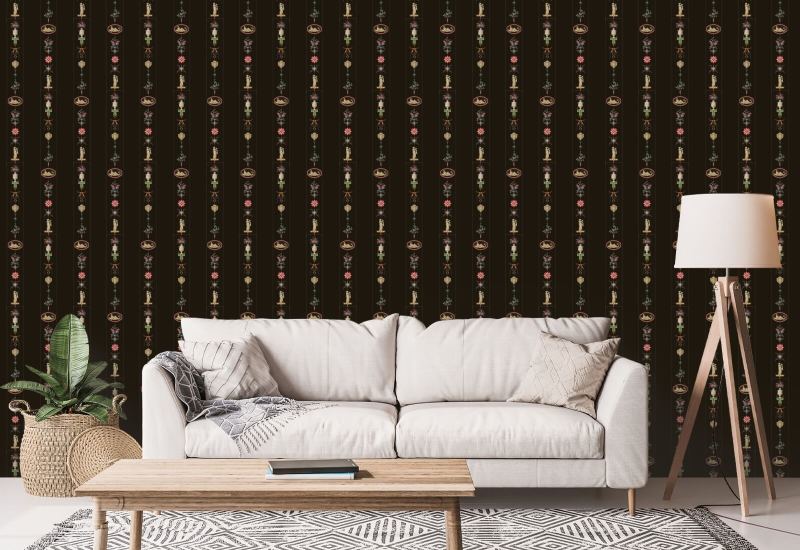 NeoClassical Stripe Black Lacquer Wallpaper