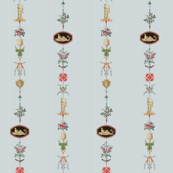 NeoClassical Stripe Blue Feather Wallpaper