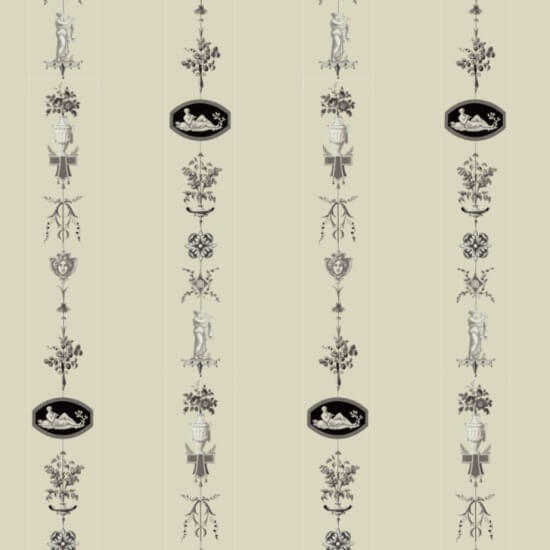 NeoClassical Stripe Cream and Black Wallpaper