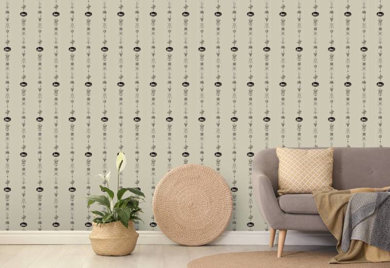 NeoClassical Stripe Cream and Black Wallpaper