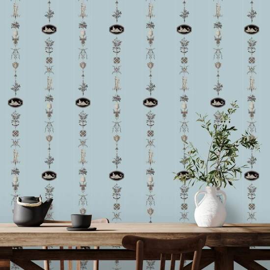 NeoClassical Stripe Daytime Blue Wallpaper