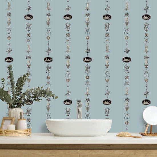 NeoClassical Stripe Daytime Blue Wallpaper