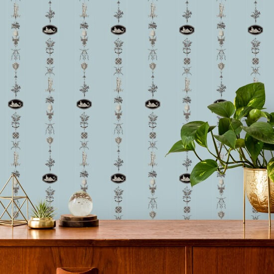 NeoClassical Stripe Daytime Blue Wallpaper