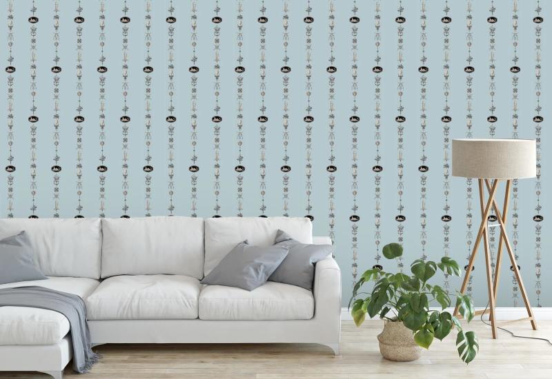 NeoClassical Stripe Daytime Blue Wallpaper