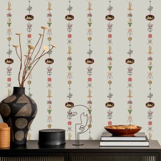 NeoClassical Stripe Ivory Wallpaper