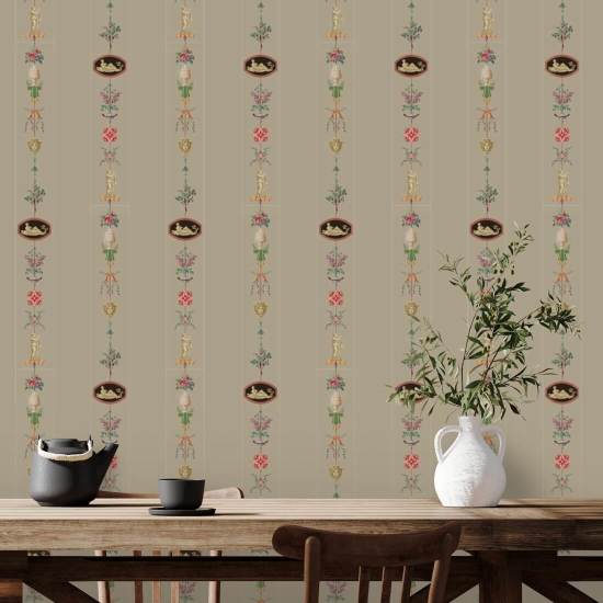 NeoClassical Stripe Parchment Brown Wallpaper