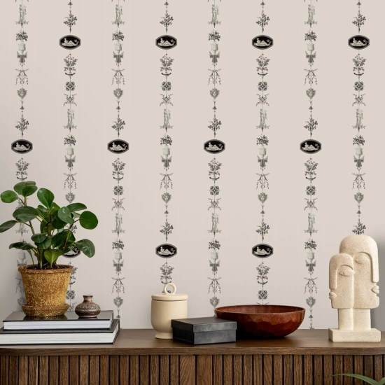 NeoClassical Stripe Sunbleached Pink Wallpaper