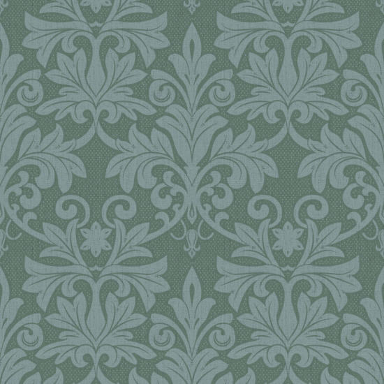 Rococo Relief Blue Green Wallpaper