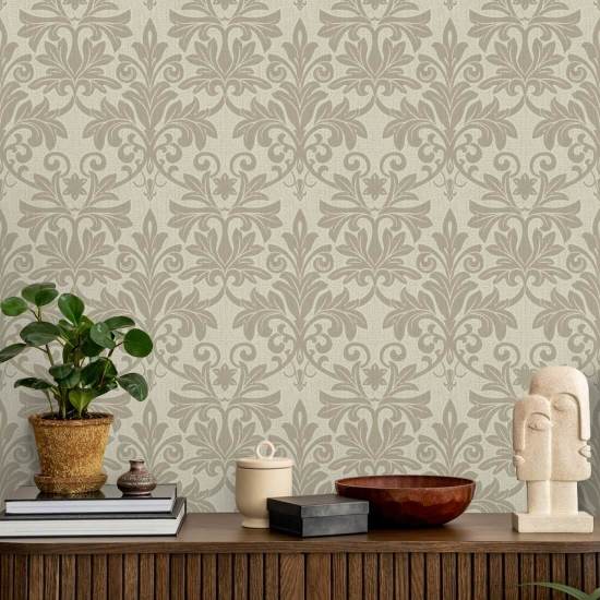 Rococo Relief Champagne Wallpaper