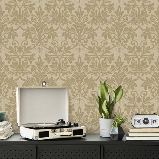 Rococo Relief Gold Tone Wallpaper